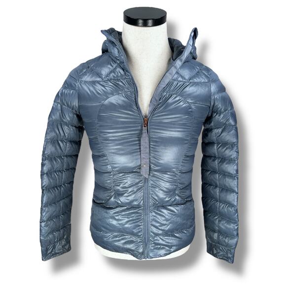 Lululemon Fluffin Awesome Down Puffer Jacket Women’s 4 Blue Hooded Full Zip READ - Picture 1 of 16